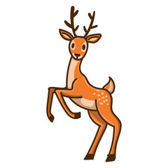 Fototapeta na wymiar Hand drawn deer cartoon character illustration Animal.