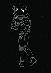 Shy astrounaut, vector illustration