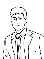 black and white of cute man for coloring