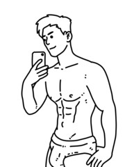 Fototapeta premium black and white of cute man for coloring