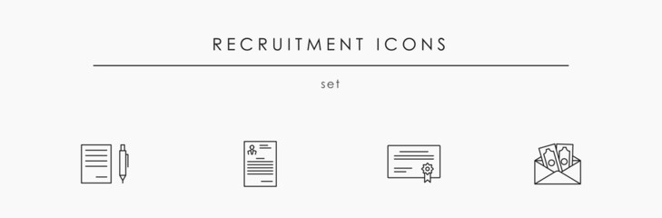 Recruitment icon set. Icons for hiring vector in isolation