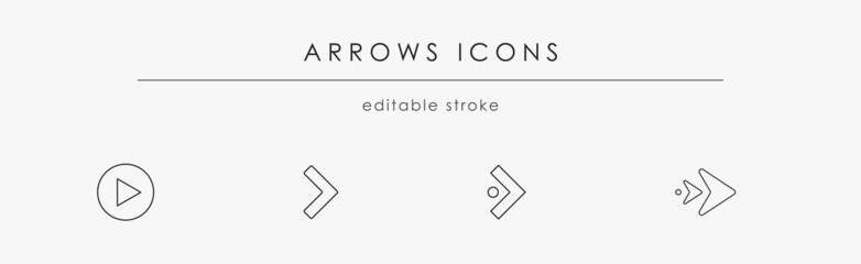Arrow icon collection. Linear black arrow set isolated on white background. Arrow with black outline vector illustration