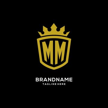 Initial MM logo shield crown style, luxury elegant monogram logo design
