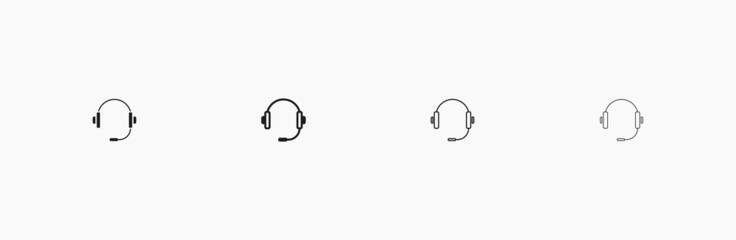 Headphones icon. Earphones with a microphone icon