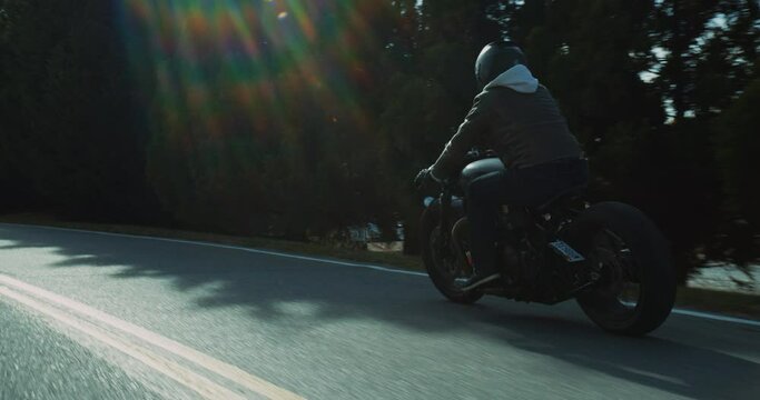 Motorcycle Driving Lens Flare Slow Motion 4K