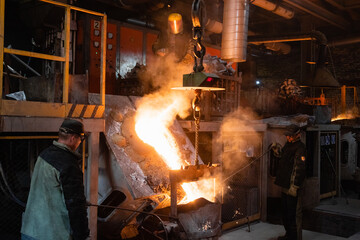 Casting metal in the old factory