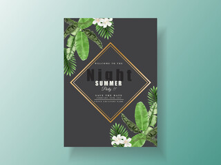 Exotic floral tropical party invitation card