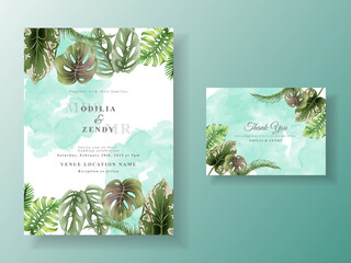 Exotic floral tropical wedding invitation card