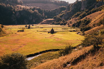 Fototapeta na wymiar fundatura ponorului beautiful rural landscape in Trasylvania, Romania
