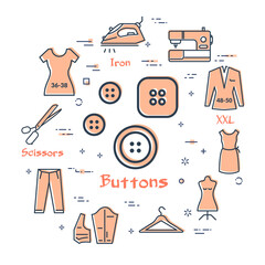 Vector banner of tailor and sewing - tailor pattern