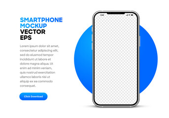 3d high quality vector mobile mockups. Ultra realistic smartphone. Device UI UX mockup for presentation template. Cellphone frame with blank screen isolated templates. 3d isometric illustration.  - obrazy, fototapety, plakaty