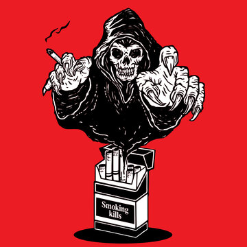 Grim Reaper Illustration Smoking Kills