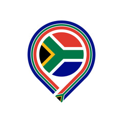south africa flag map pin icon. isolated on white background