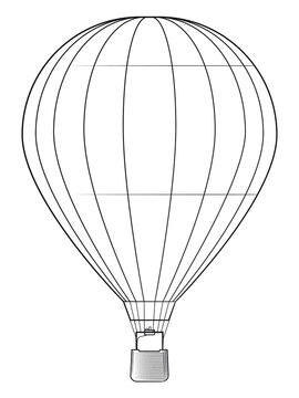 Hot air balloon - stock illustration of classic vintage flying vehicle.