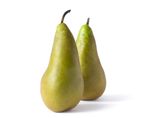 Two pears isolated on a white background. 