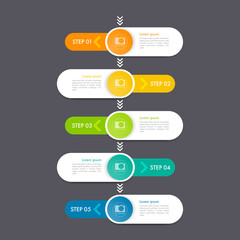 Infographic Timeline template can be used for workflow layout, diagram, number options, web design. Infographic business concept with 5 option, parts, steps or processes. Abstract background.