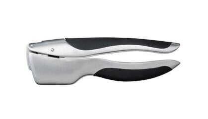 Obraz premium silver metal garlic press isolated on white
