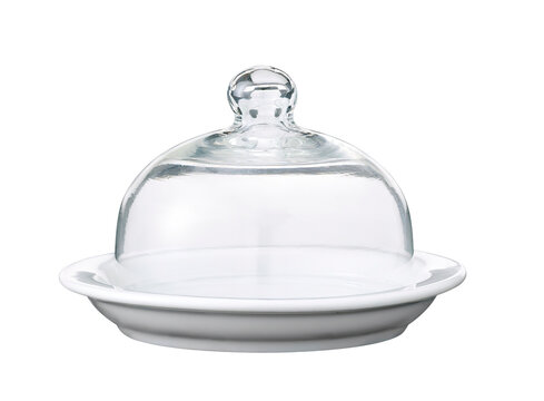 glass and ceramic bell jar isolated on white