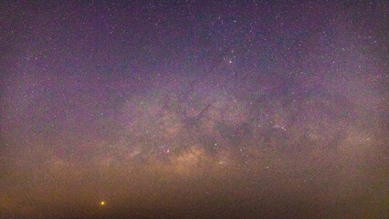 Milky way or milkyway galaxy with stars on the sky and space dust in the universe, Long exposure...