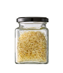 China Rose radish sprouts vegetable in a glass jar isolated