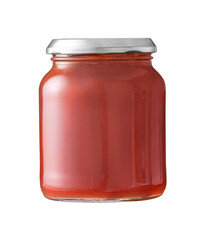 applesauce of pomegranate in jar isolated