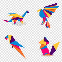 Obraz premium Animal origami collection. Animal origami vector. Abstract animals logo design. Animal origami. Vector illustration