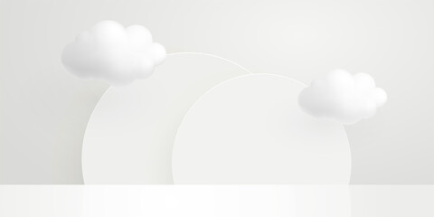 Abstract scene with circle and soft clouds illustration