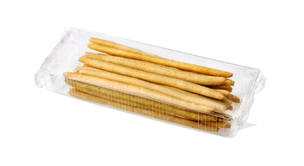 Delicious Italian bread sticks in plastic