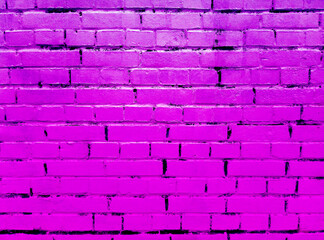 Fototapeta na wymiar Purple brick neon wall bright brick background