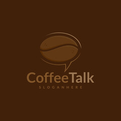 Coffee talk logo design vector. Coffee Cup and Chat Speech Bubble Icon