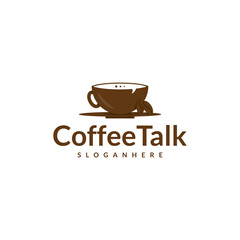 Coffee talk logo design vector. Coffee Cup and Chat Speech Bubble Icon