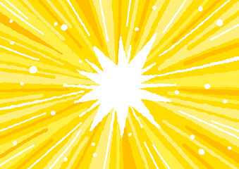 手描きの放射状イメージ 黄色