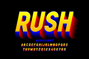 Comic Book style font design, alphabet letters and numbers vector illustration