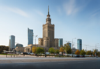 Fototapeta na wymiar Palace of Culture and Science and Warsaw Modern Buildings - Warsaw, Poland