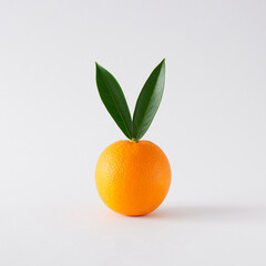 Happy Easter minimal concept. Creative composition made of orange and bunny rabbit ears made from...
