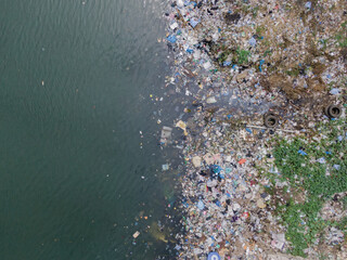 a lot of plastic waste on a beach in Monrovia