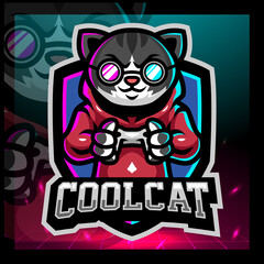 cool cat mascot. esport logo design