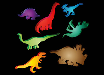 kunterbunte leuchtende Dinosaurier Formen