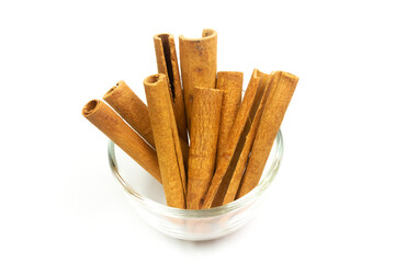 Cinnamon sticks isolated on white background. 