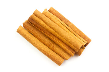 Cinnamon sticks isolated on white background. 