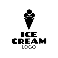 fast food vector logo sticker with text and ice cream. label with lettering for words ICE CREAM. badge, emblem, signboard. ice-cream symbol. unique dessert logo design concept and idea. daily meals