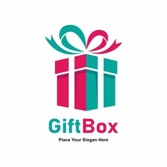 Fototapeta na wymiar Gift box present vector logo template. Suitable for business, store, celebration and abstract symbol