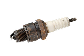 Old spark plug (with clipping path) isolated on white background