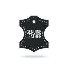 Genuine leather graphic icon. Leather label isolated on white background. Vector illustration