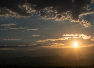 Obraz premium panorama of a fiery sunrise - sunset