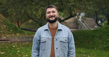 Happy man greeting with namaste gesture