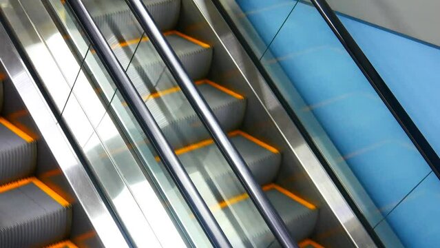 Close-up of beautiful escalator tracks with reversible movement