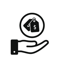 Price tag on hand. Discount, coupon, sale icon design isolated. Vector illustration