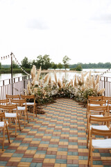 Fototapeta na wymiar Hona wedding ceremony on the pier