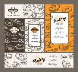 Bakery shop label set, template badge for cafe ad